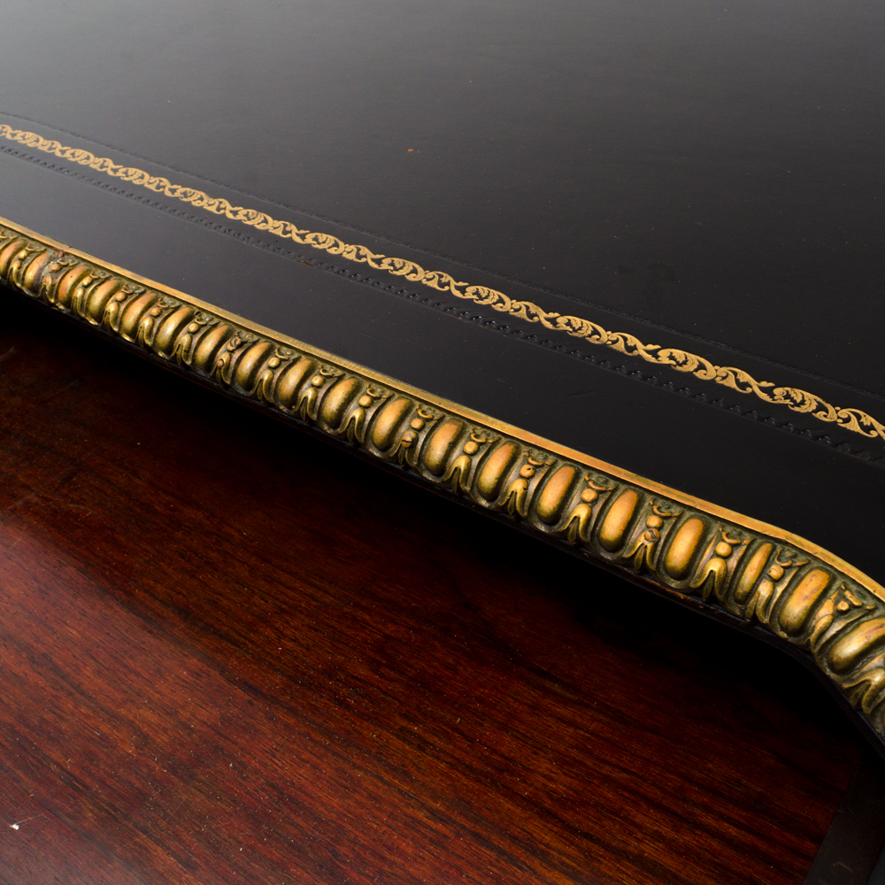 Black and Gold Rococo Style Leather Top Desk