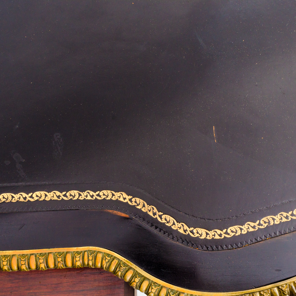 Black and Gold Rococo Style Leather Top Desk