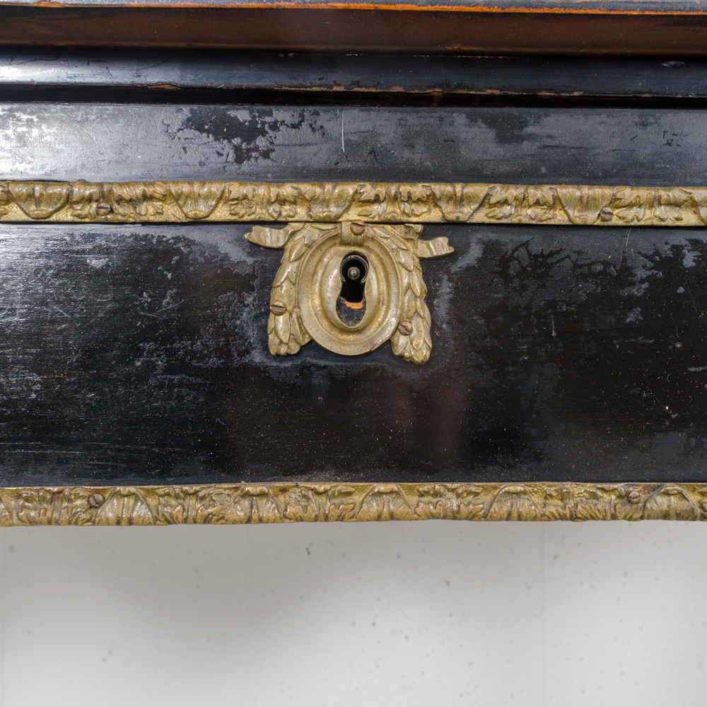 Black and Gold Rococo Style Leather Top Desk
