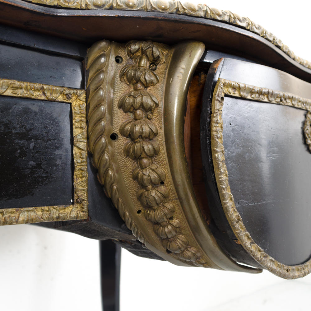 Black and Gold Rococo Style Leather Top Desk