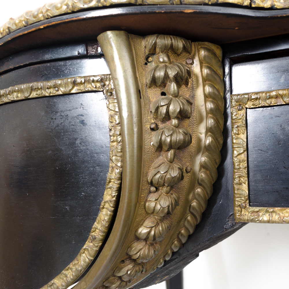 Black and Gold Rococo Style Leather Top Desk