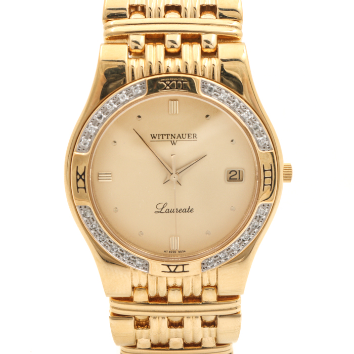 Wittnauer Laureate Gold Tone Stainless Steel  Diamond Bezel Watch