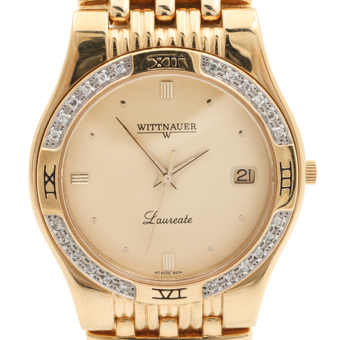 Wittnauer Laureate Gold Tone Stainless Steel  Diamond Bezel Watch