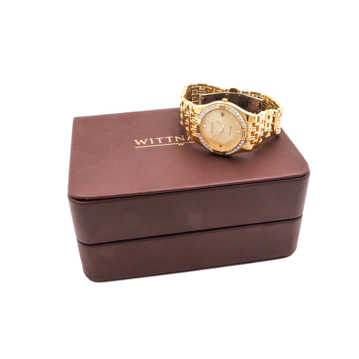 Wittnauer Laureate Gold Tone Stainless Steel  Diamond Bezel Watch