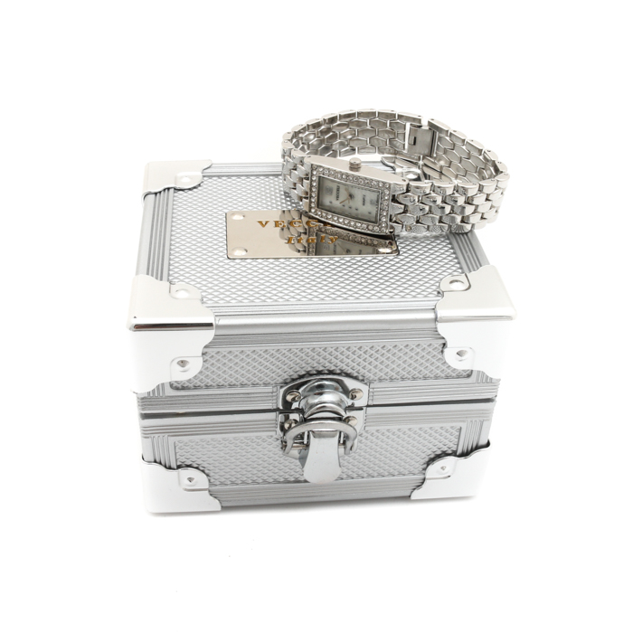 Vecceli Stainless Steel, Glass Crystal and Mother of Pearl Dial Watch