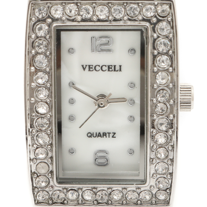 Vecceli Stainless Steel, Glass Crystal and Mother of Pearl Dial Watch