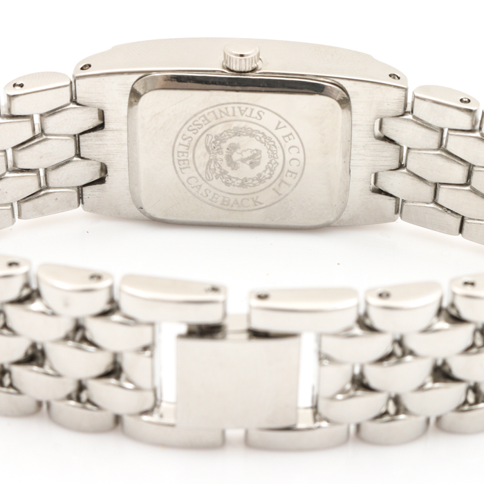 Vecceli Stainless Steel, Glass Crystal and Mother of Pearl Dial Watch