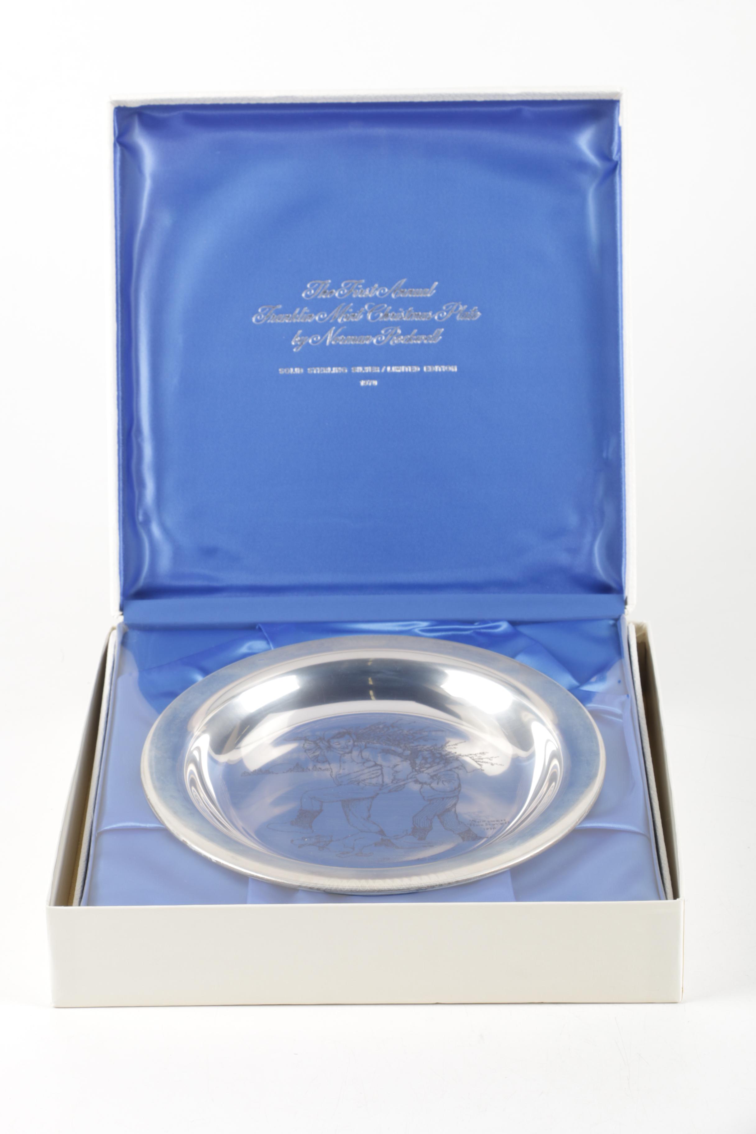 Franklin Mint Norman Rockwell Sterling Silver Christmas Collector's Plates