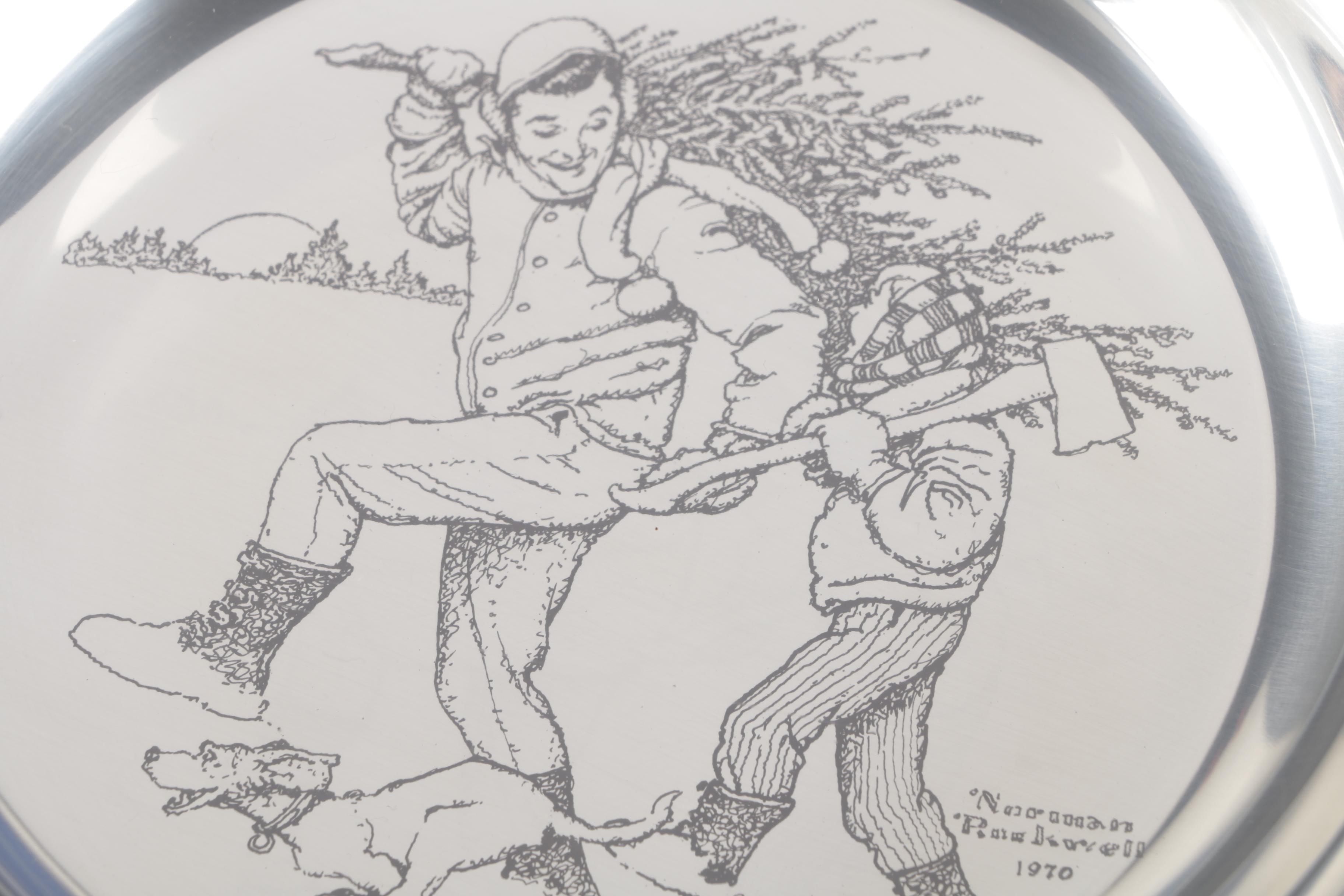 Franklin Mint Norman Rockwell Sterling Silver Christmas Collector's Plates