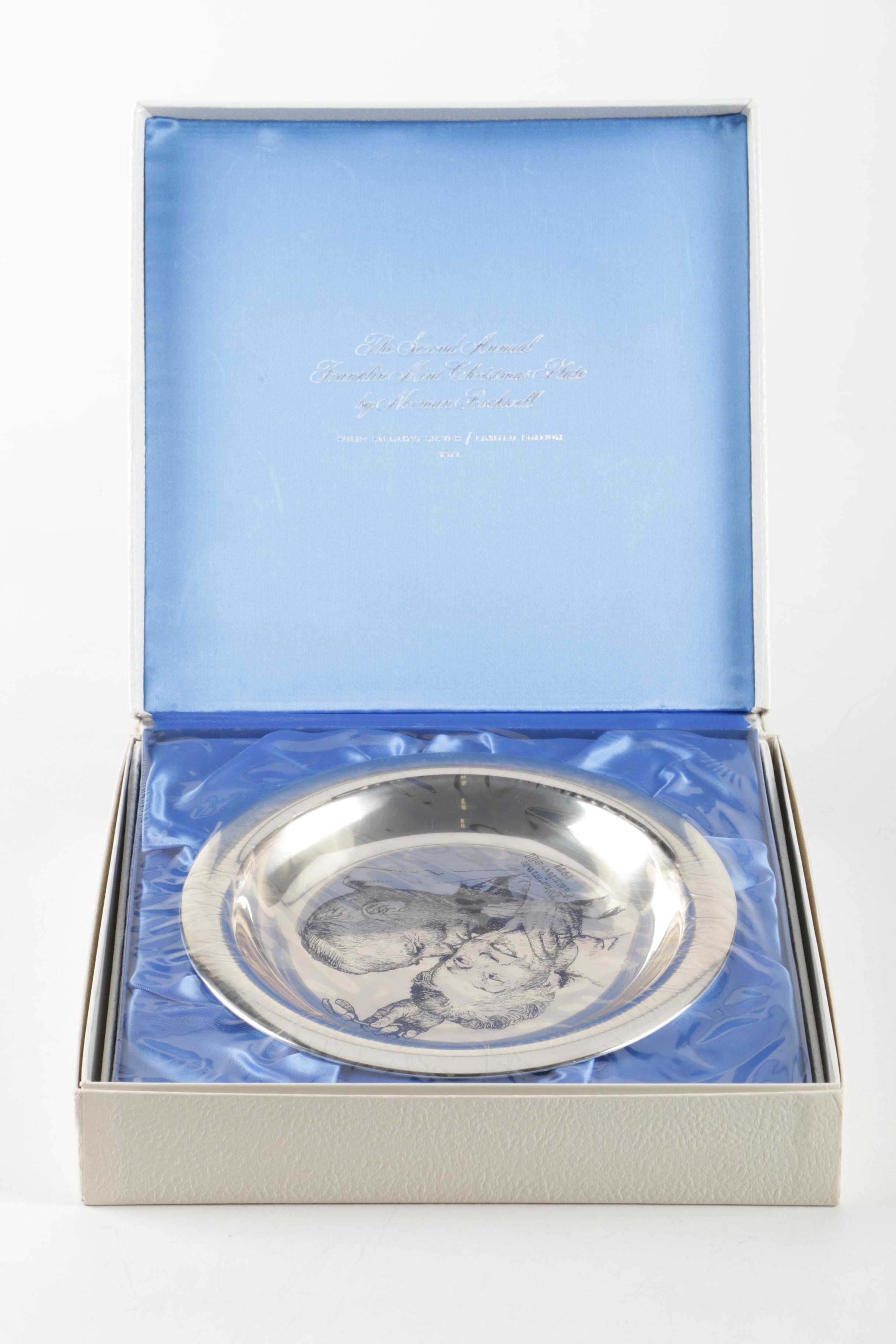 Franklin Mint Norman Rockwell Sterling Silver Christmas Collector's Plates