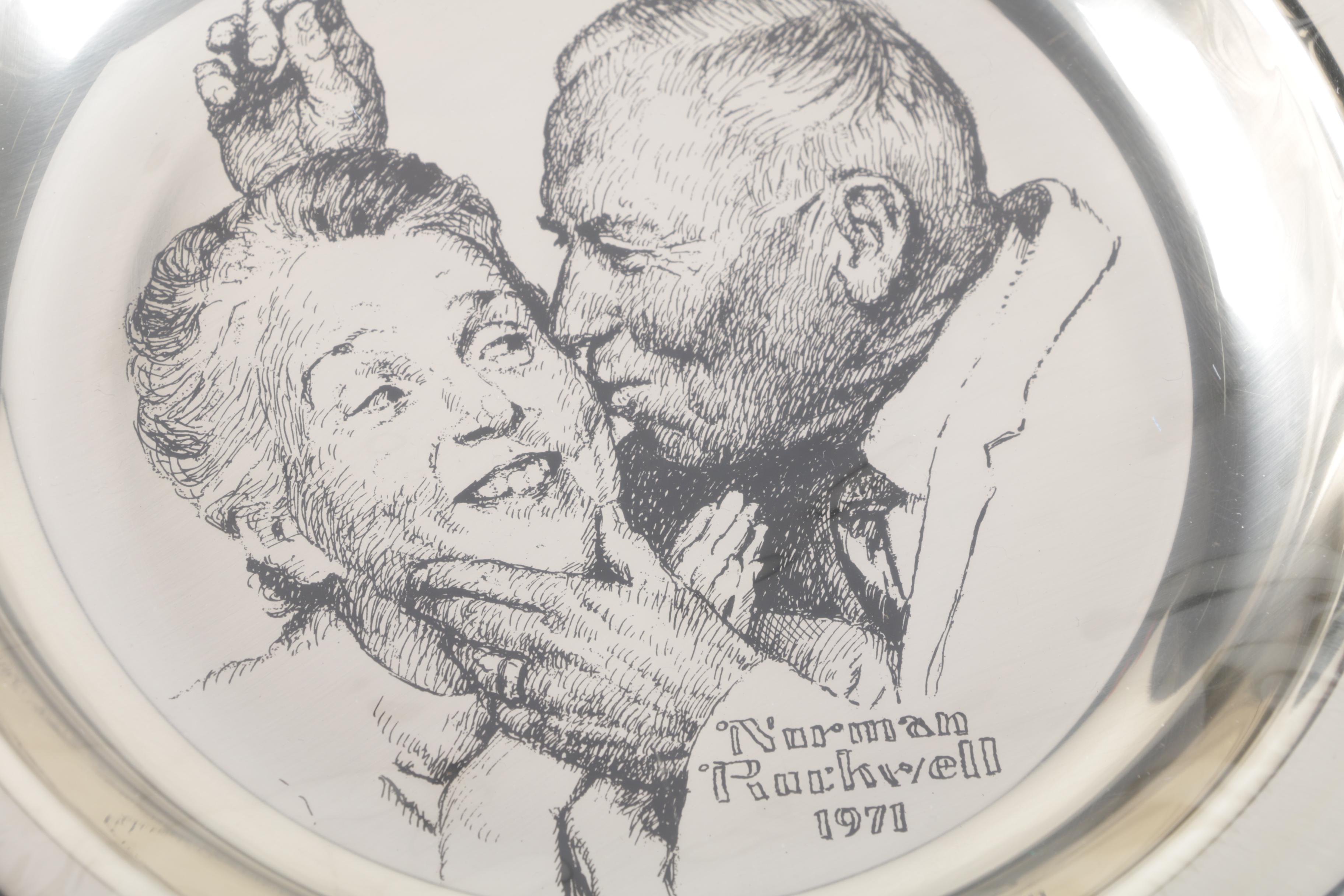 Franklin Mint Norman Rockwell Sterling Silver Christmas Collector's Plates