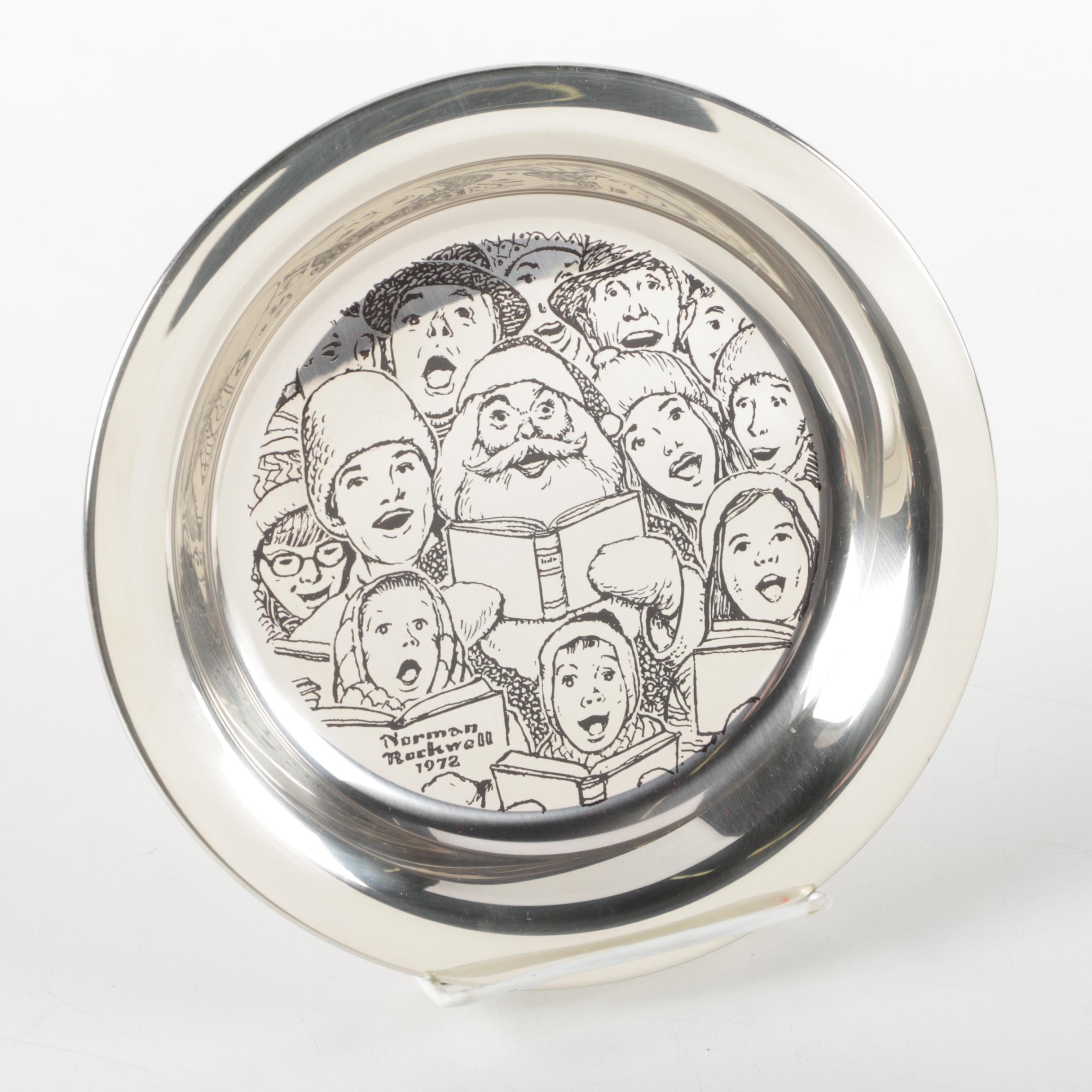 Franklin Mint Norman Rockwell Sterling Silver Christmas Collector's Plates