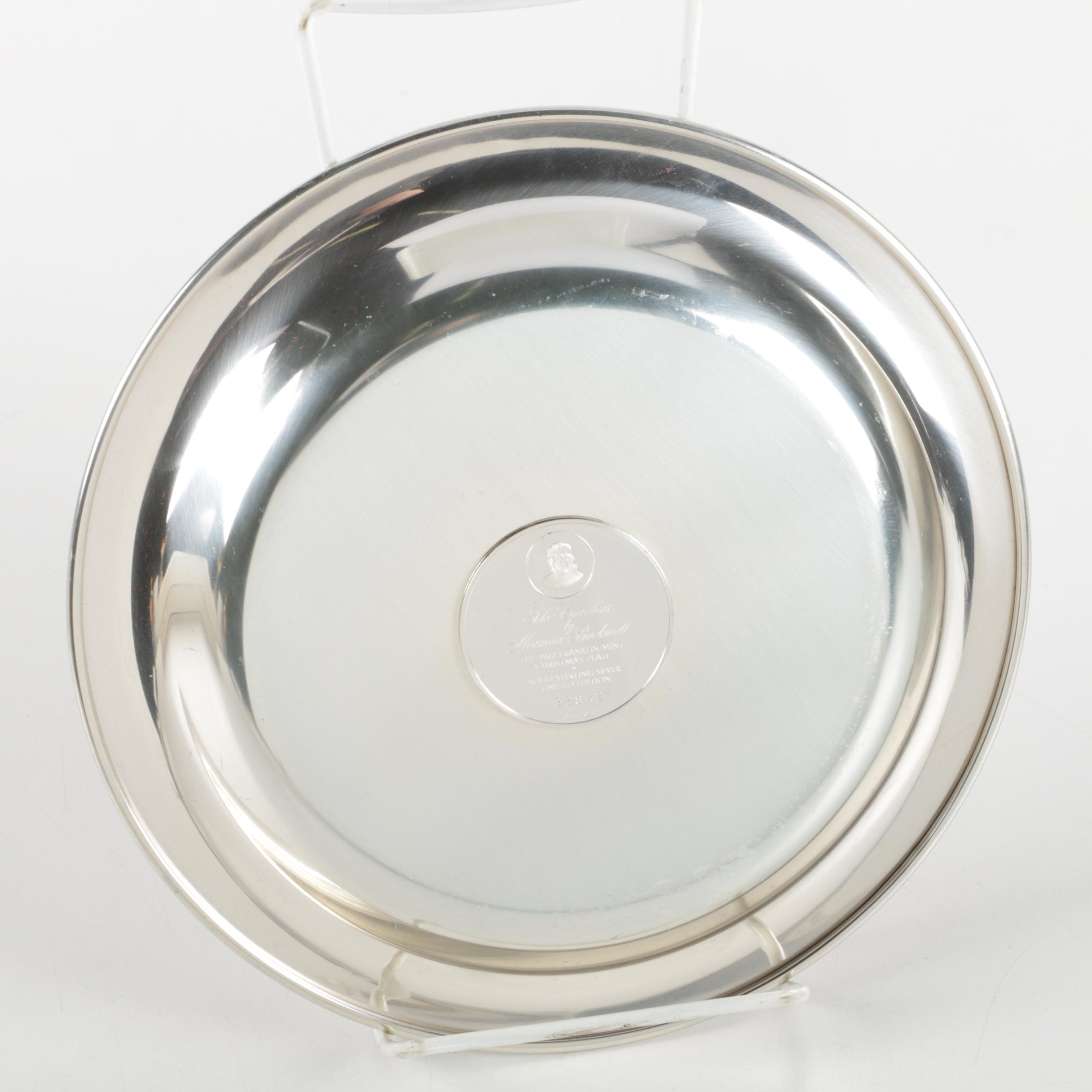 Franklin Mint Norman Rockwell Sterling Silver Christmas Collector's Plates