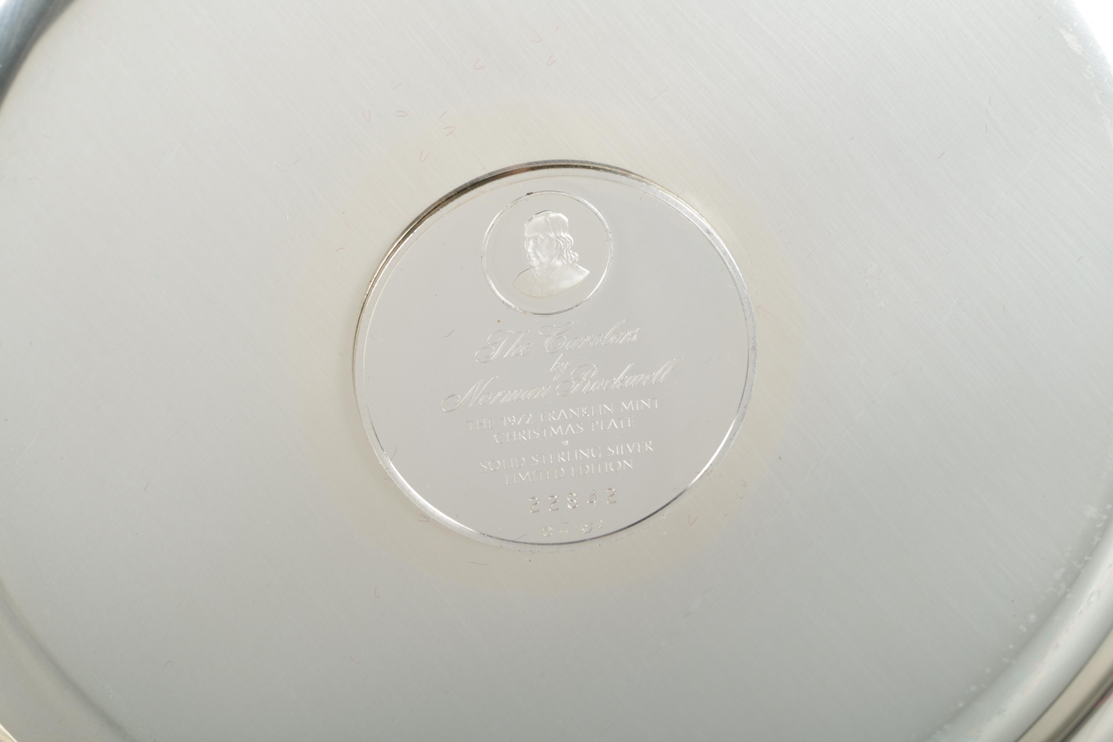 Franklin Mint Norman Rockwell Sterling Silver Christmas Collector's Plates
