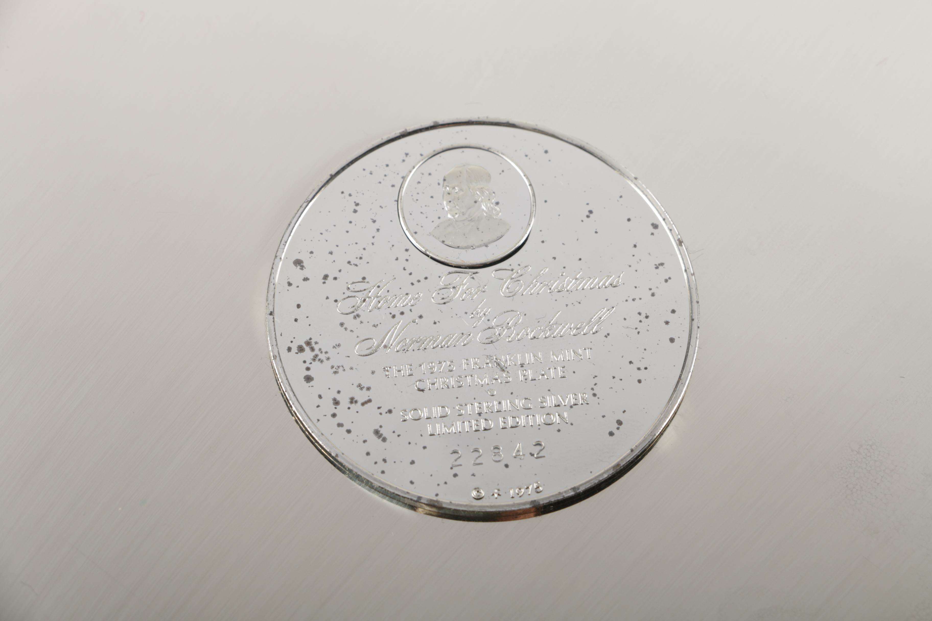 Franklin Mint Norman Rockwell Sterling Silver Christmas Collector's Plates