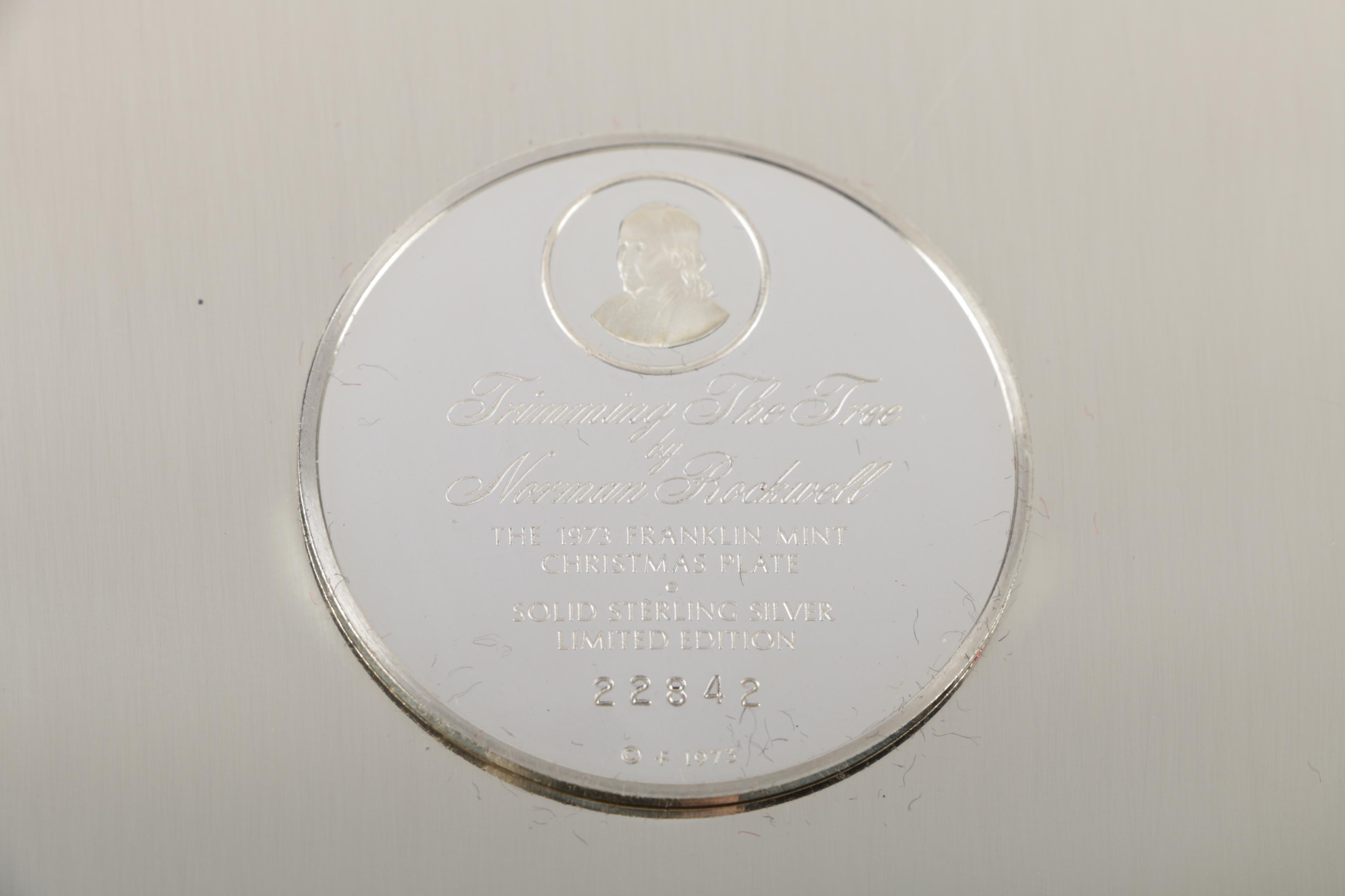Franklin Mint Norman Rockwell Sterling Silver Christmas Collector's Plates