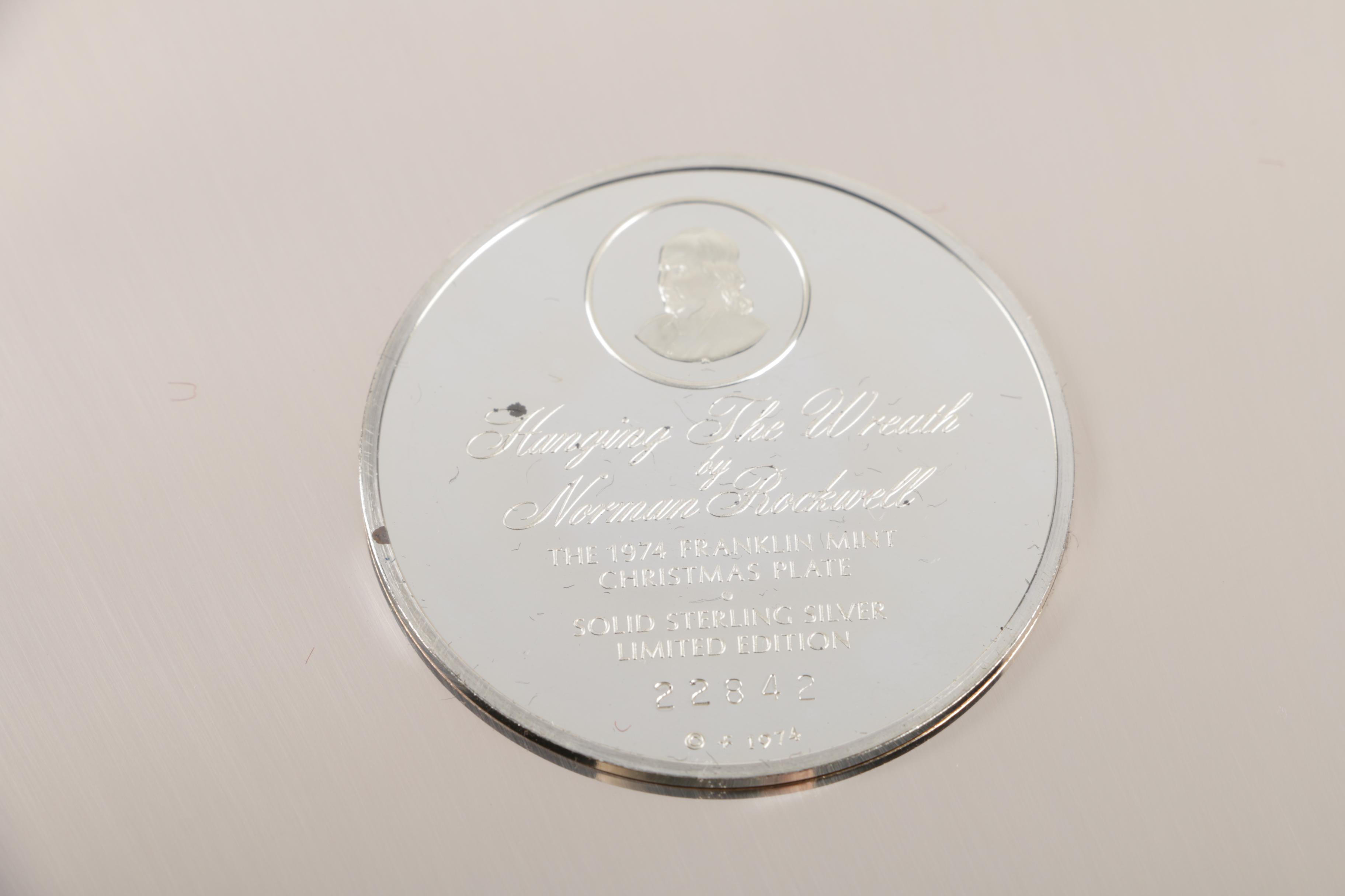 Franklin Mint Norman Rockwell Sterling Silver Christmas Collector's Plates