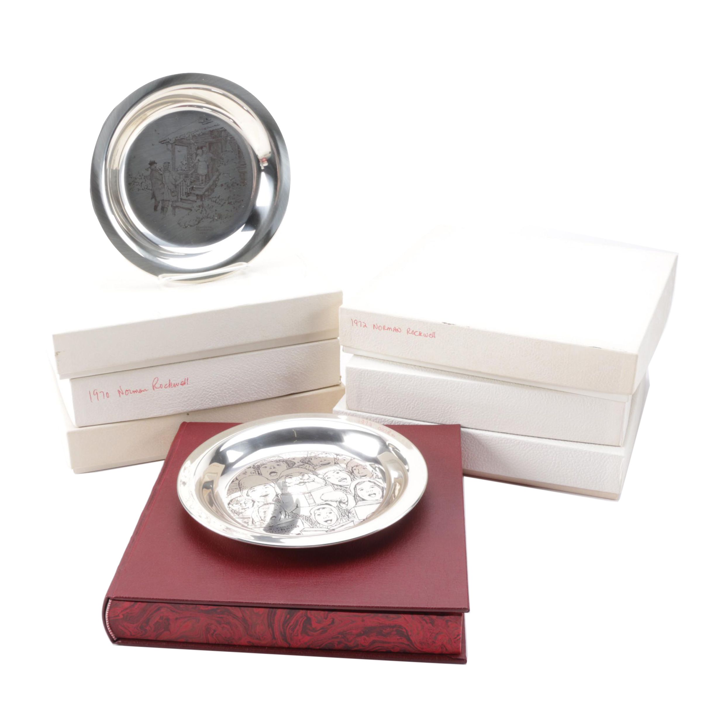 Franklin Mint Norman Rockwell Sterling Silver Christmas Collector's Plates