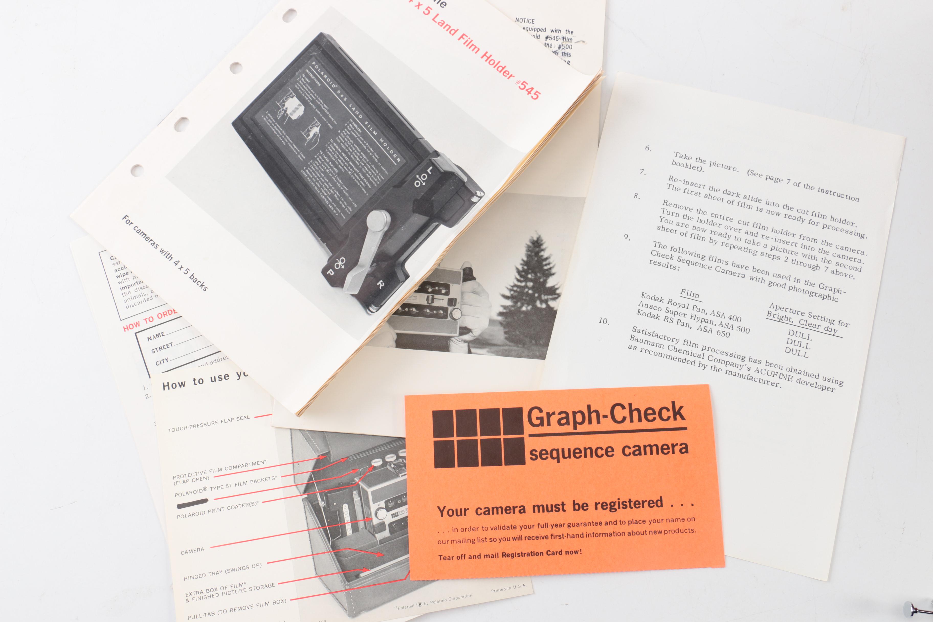 Vintage Polaroid Graph-Check Sequence Camera and Accessories