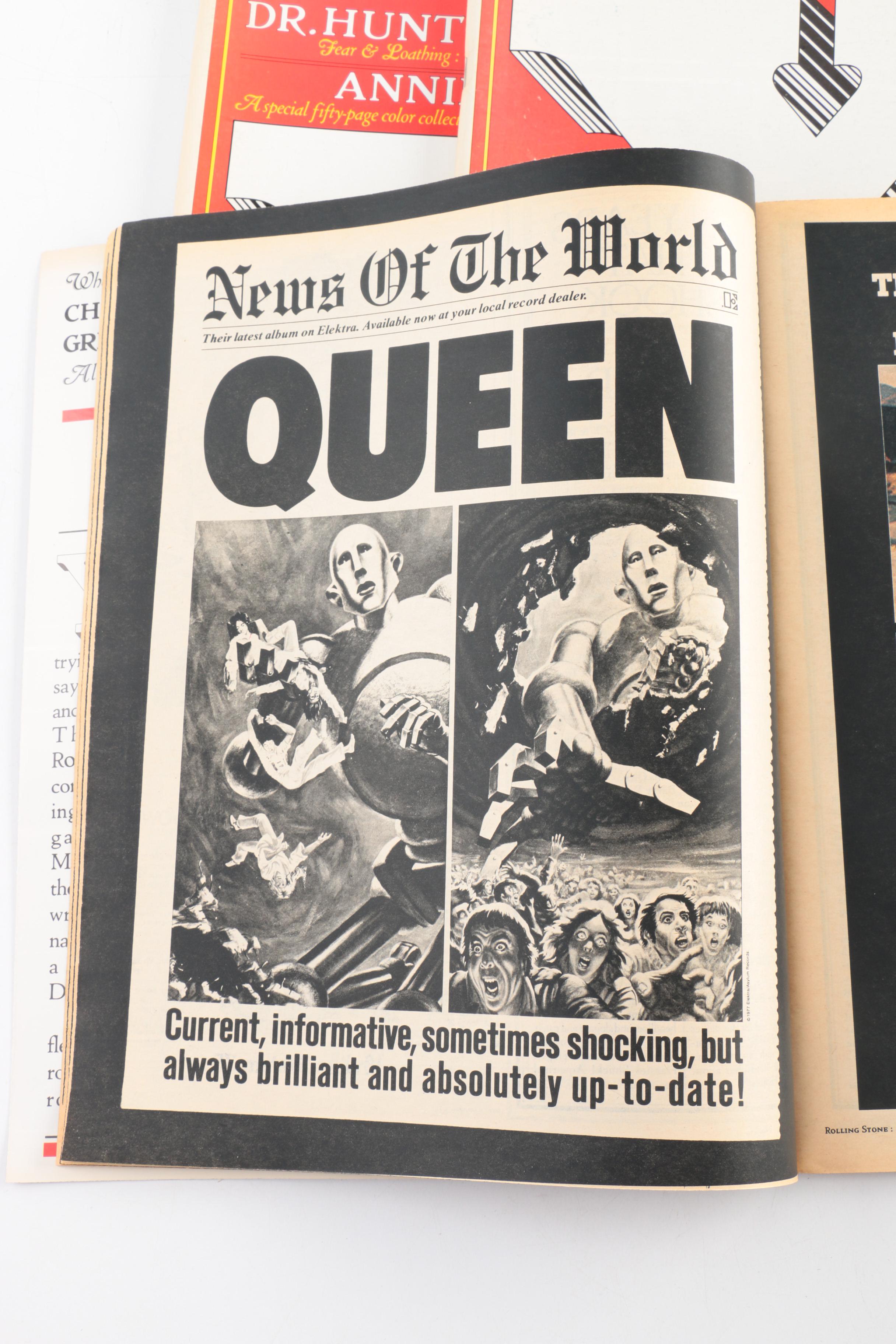 "Rolling Stones Illustrated Record" Assorted Vintage "Rolling Stone" Magazines