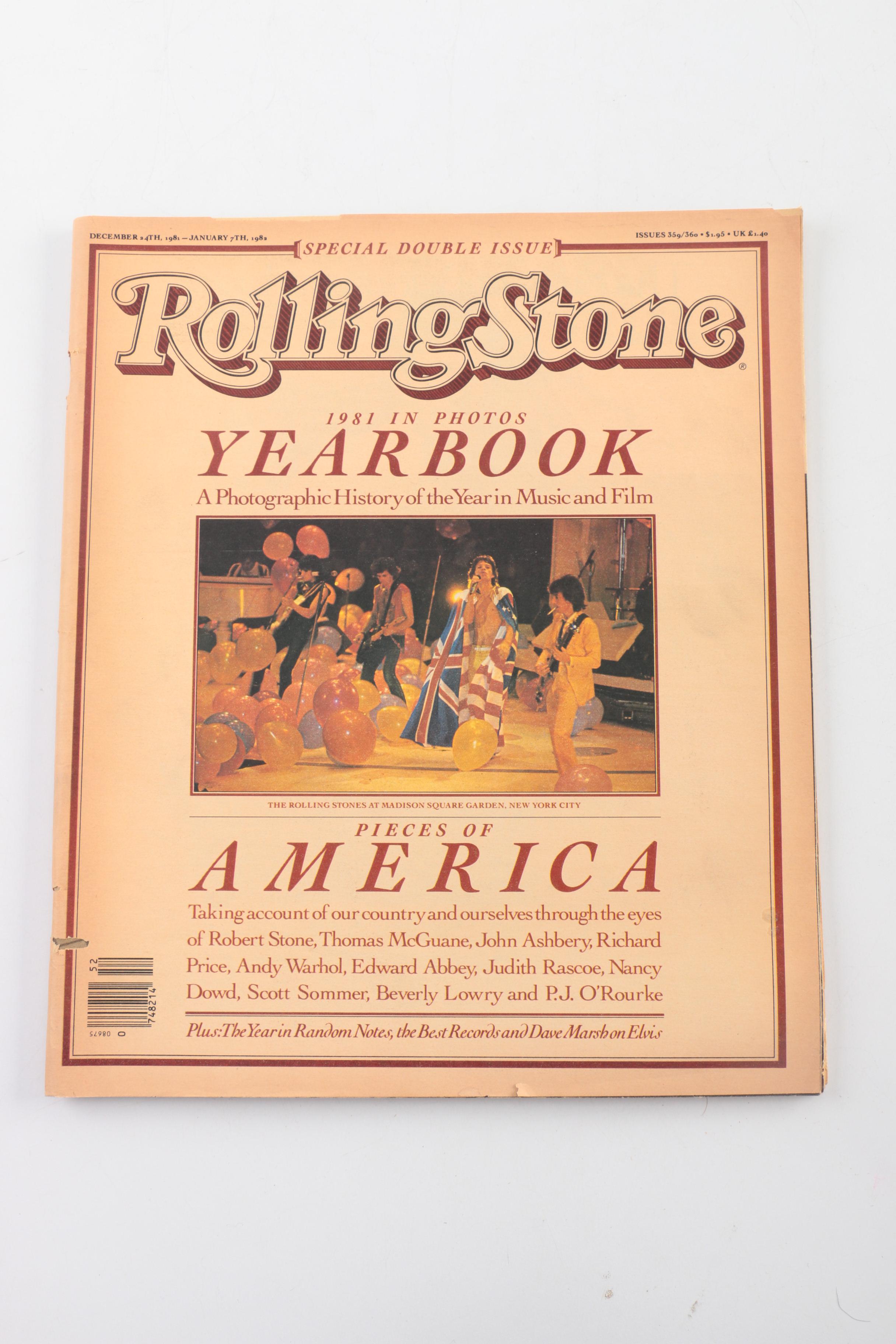 "Rolling Stones Illustrated Record" Assorted Vintage "Rolling Stone" Magazines