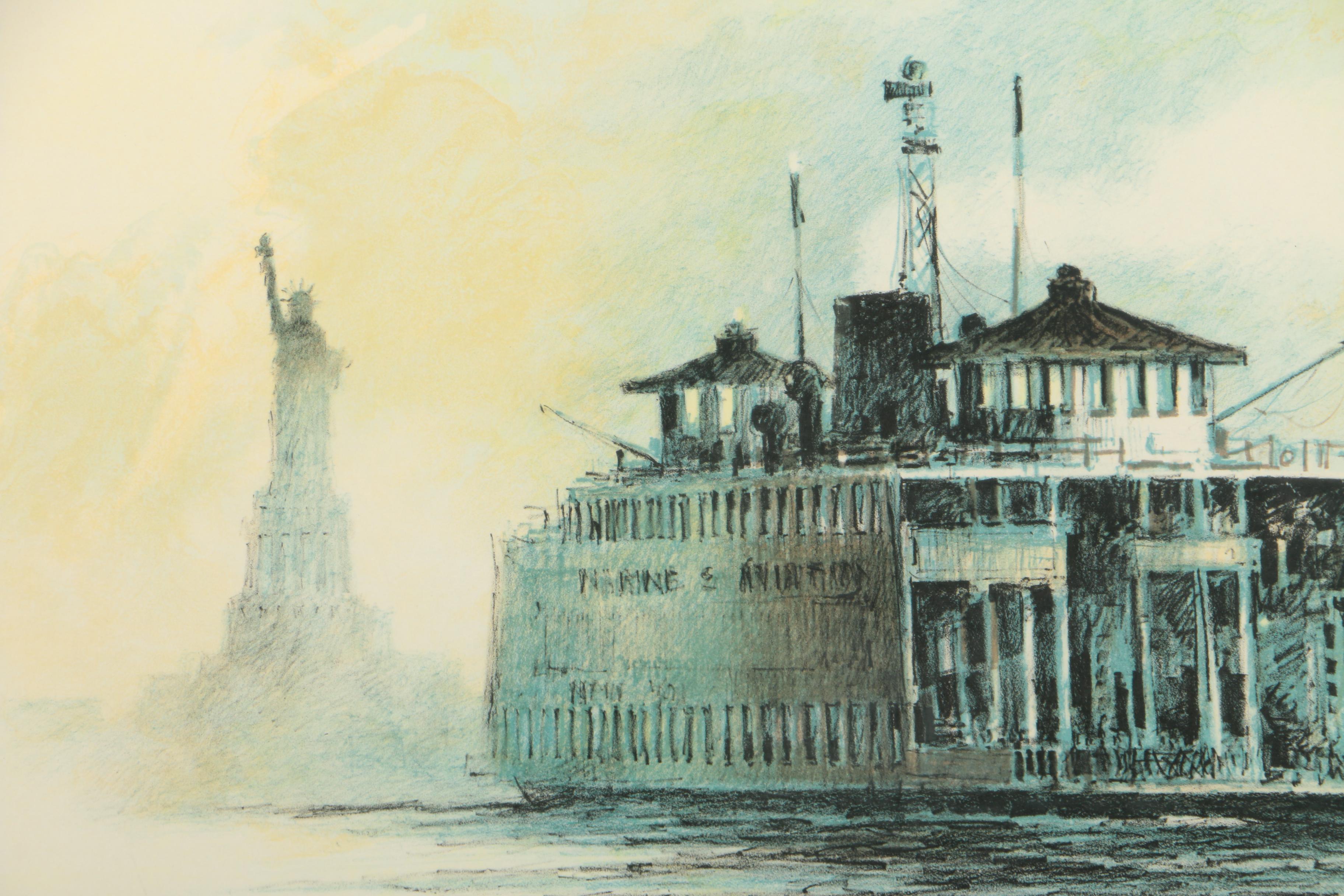 John Kelly Limited Edition Colored Lithograph "Ferryboat"