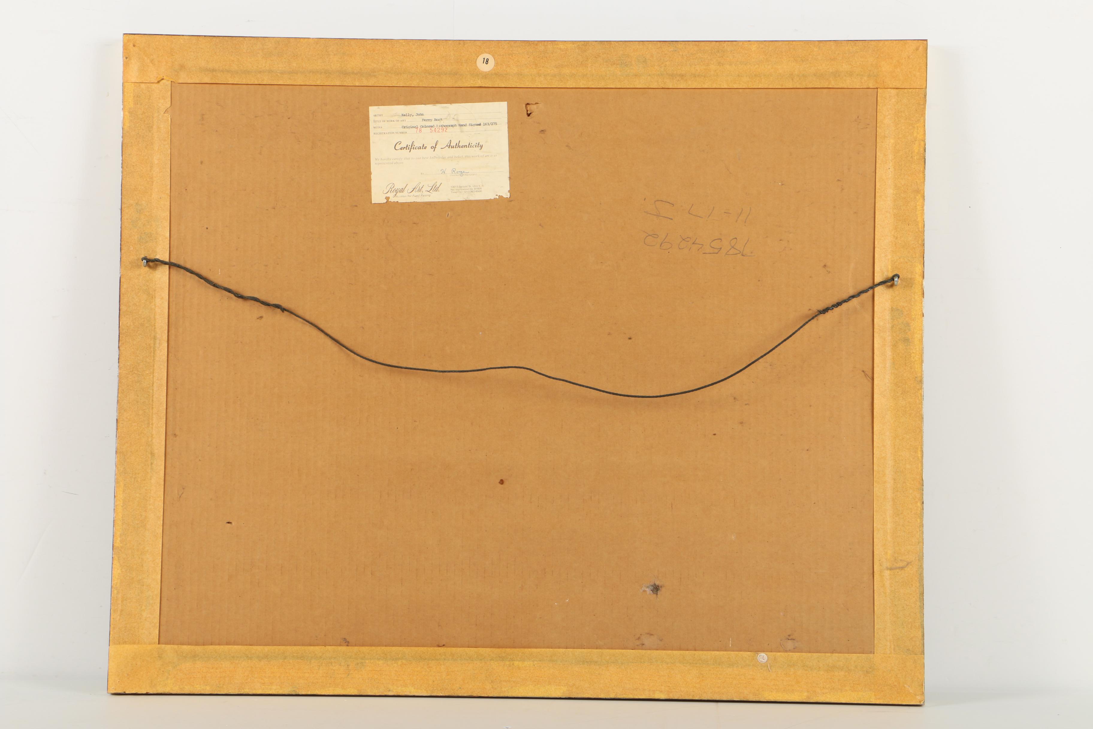 John Kelly Limited Edition Colored Lithograph "Ferryboat"