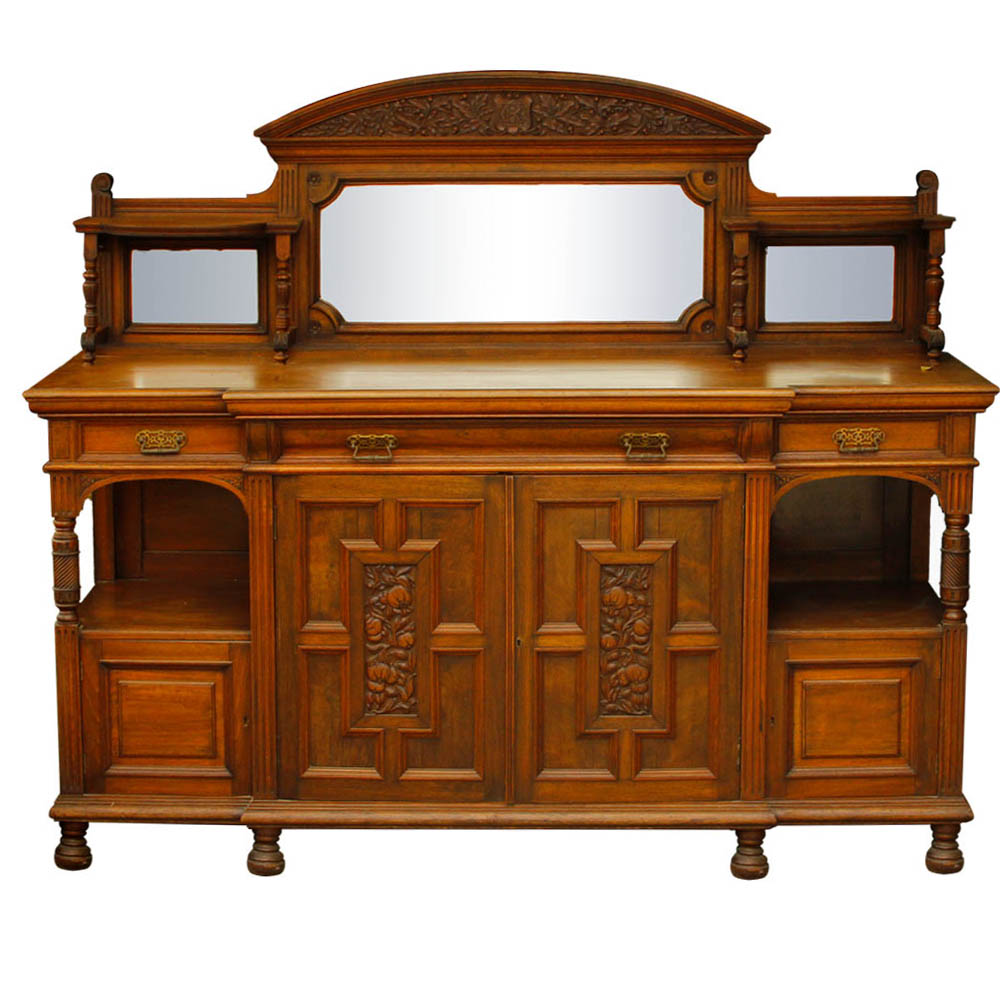 Antique French Walnut Mirrored Buffet