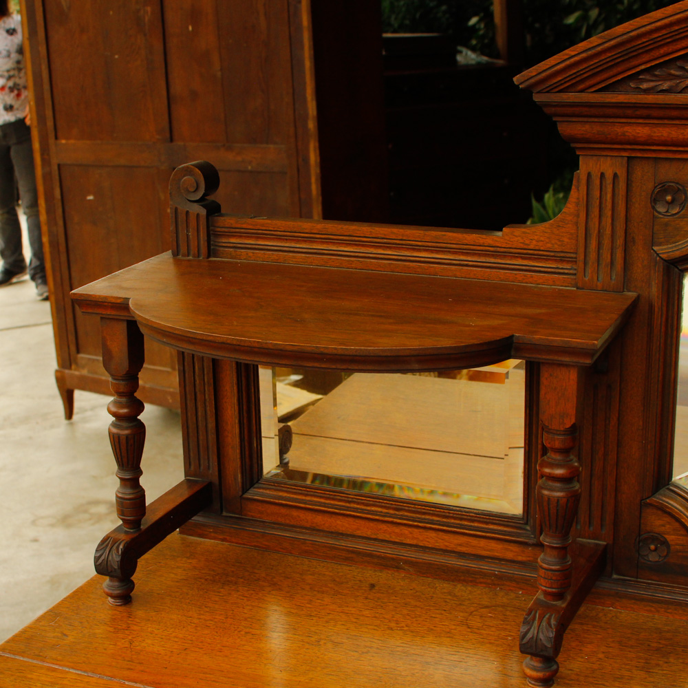 Antique French Walnut Mirrored Buffet