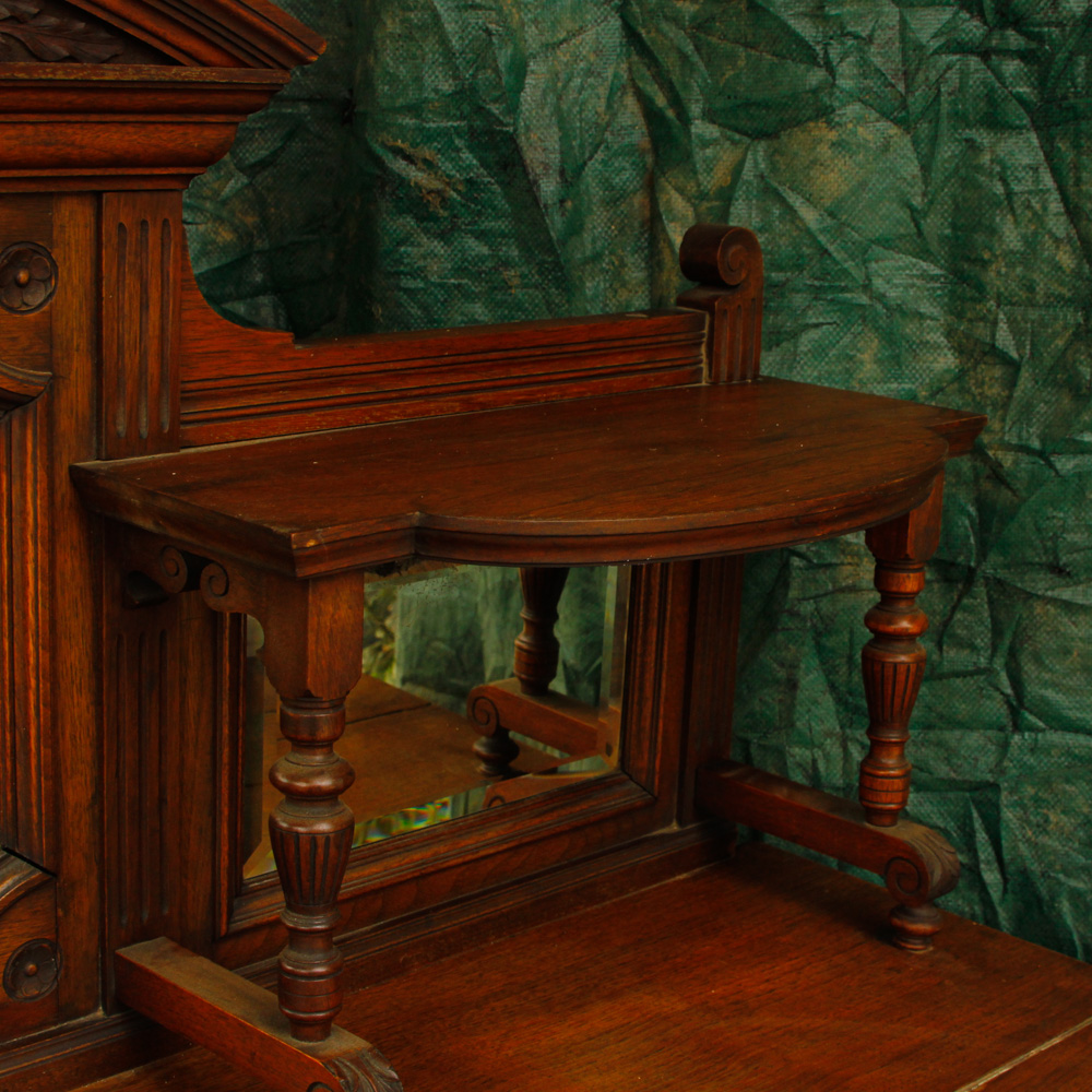 Antique French Walnut Mirrored Buffet