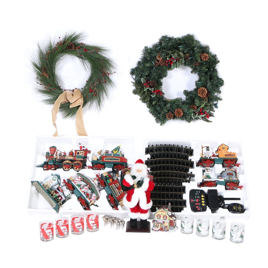 Christmas Wreaths, Decor and Drinking Glasses
