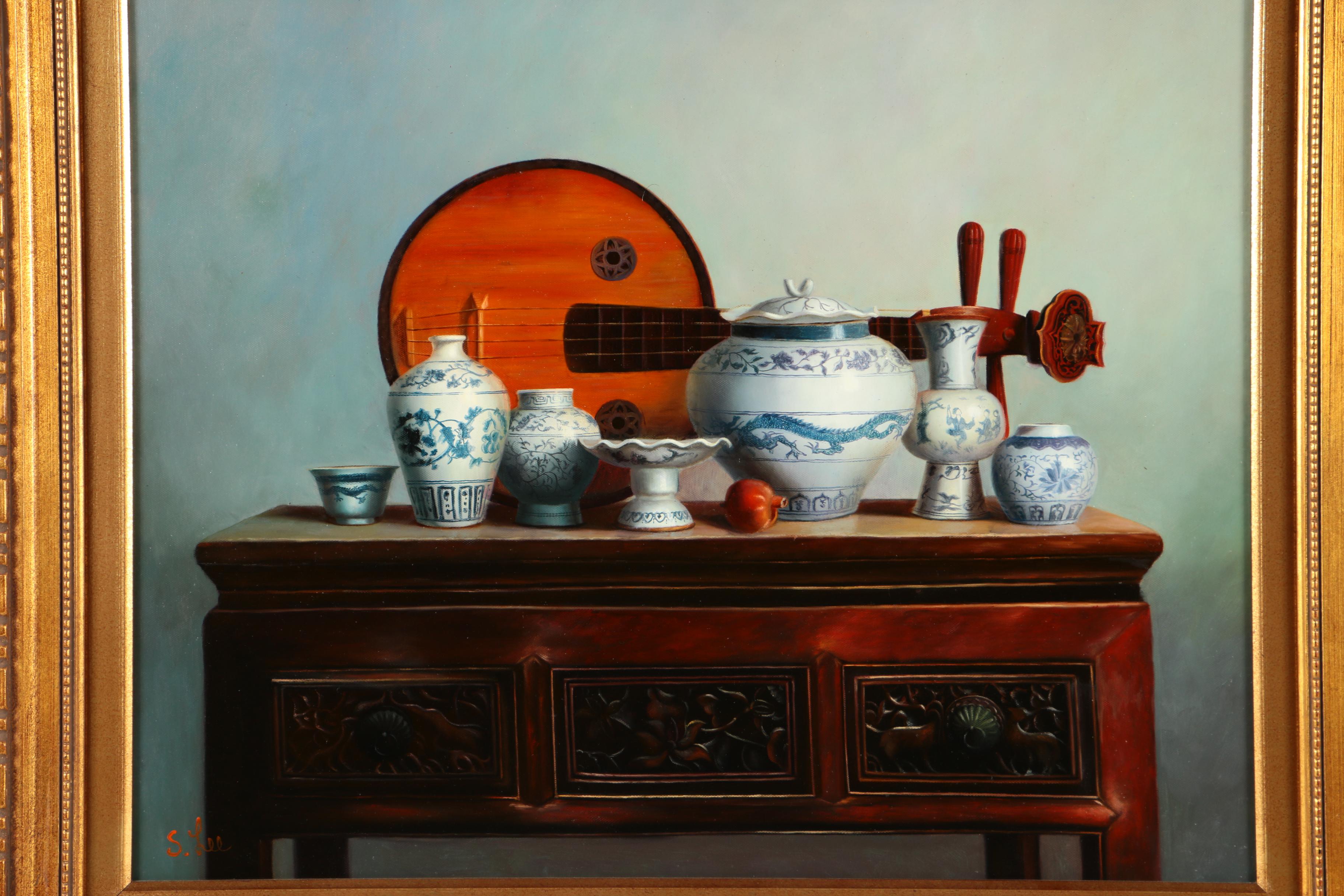 S.H. Lee Oil Painting on Canvas "Contemporary Still Life II"
