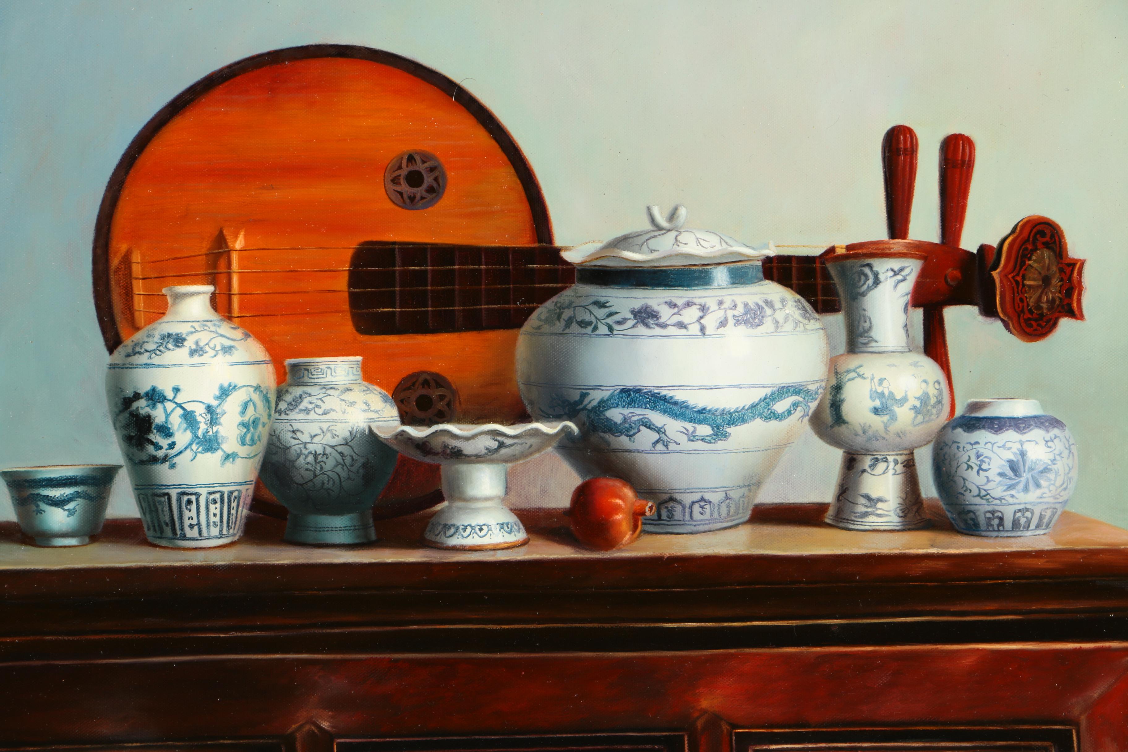 S.H. Lee Oil Painting on Canvas "Contemporary Still Life II"