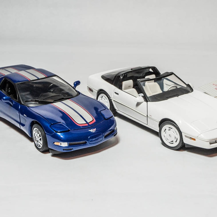 1988 Corvette and 2003 Commemorative Edition Die Cast Cars by The Franklin Mint