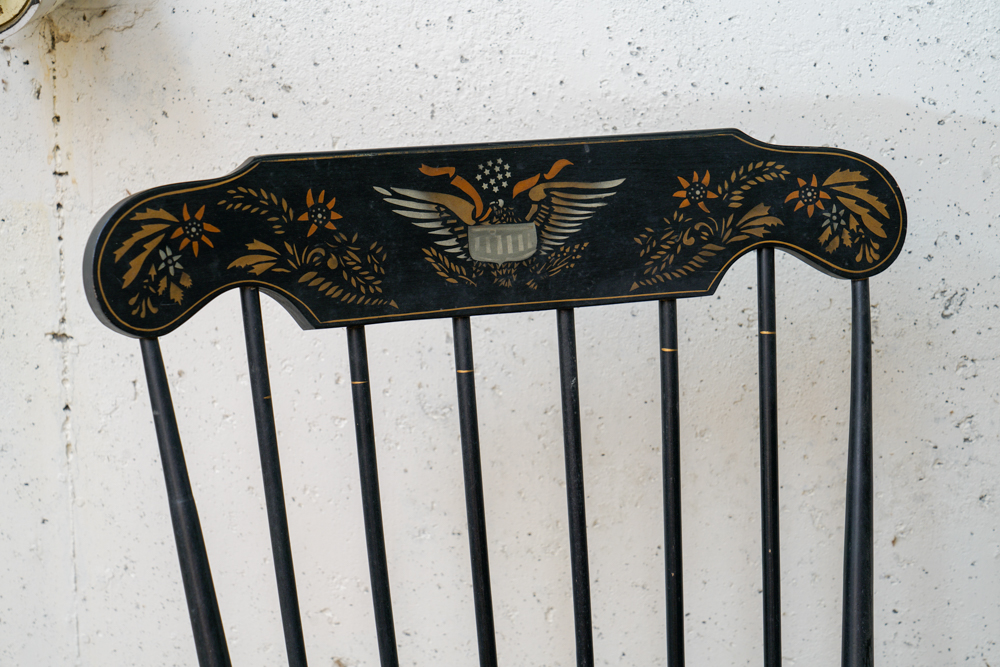 Hitchcock Style Windsor Rocking Chair With Eagle Stencil
