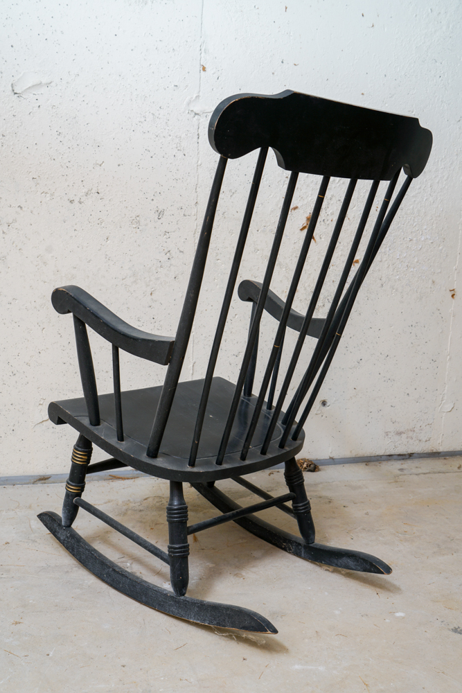 Hitchcock Style Windsor Rocking Chair With Eagle Stencil