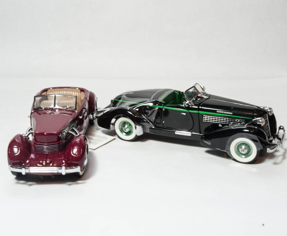 1935 Auburn 851 Speedster and 1937 Cord Phaeton Coupe Die Cast Cars