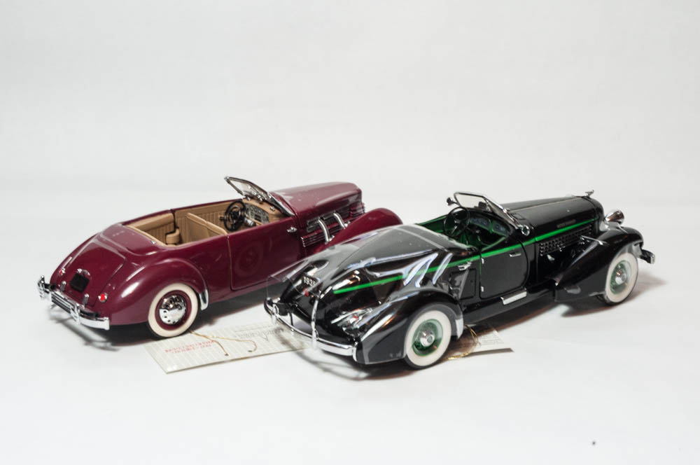 1935 Auburn 851 Speedster and 1937 Cord Phaeton Coupe Die Cast Cars