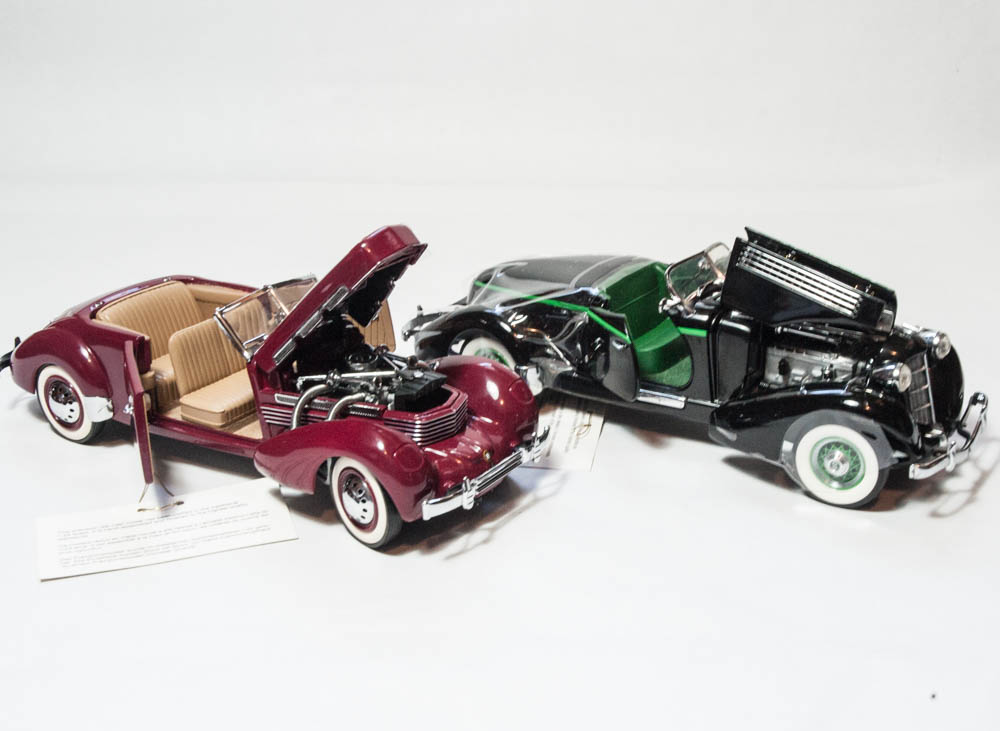 1935 Auburn 851 Speedster and 1937 Cord Phaeton Coupe Die Cast Cars