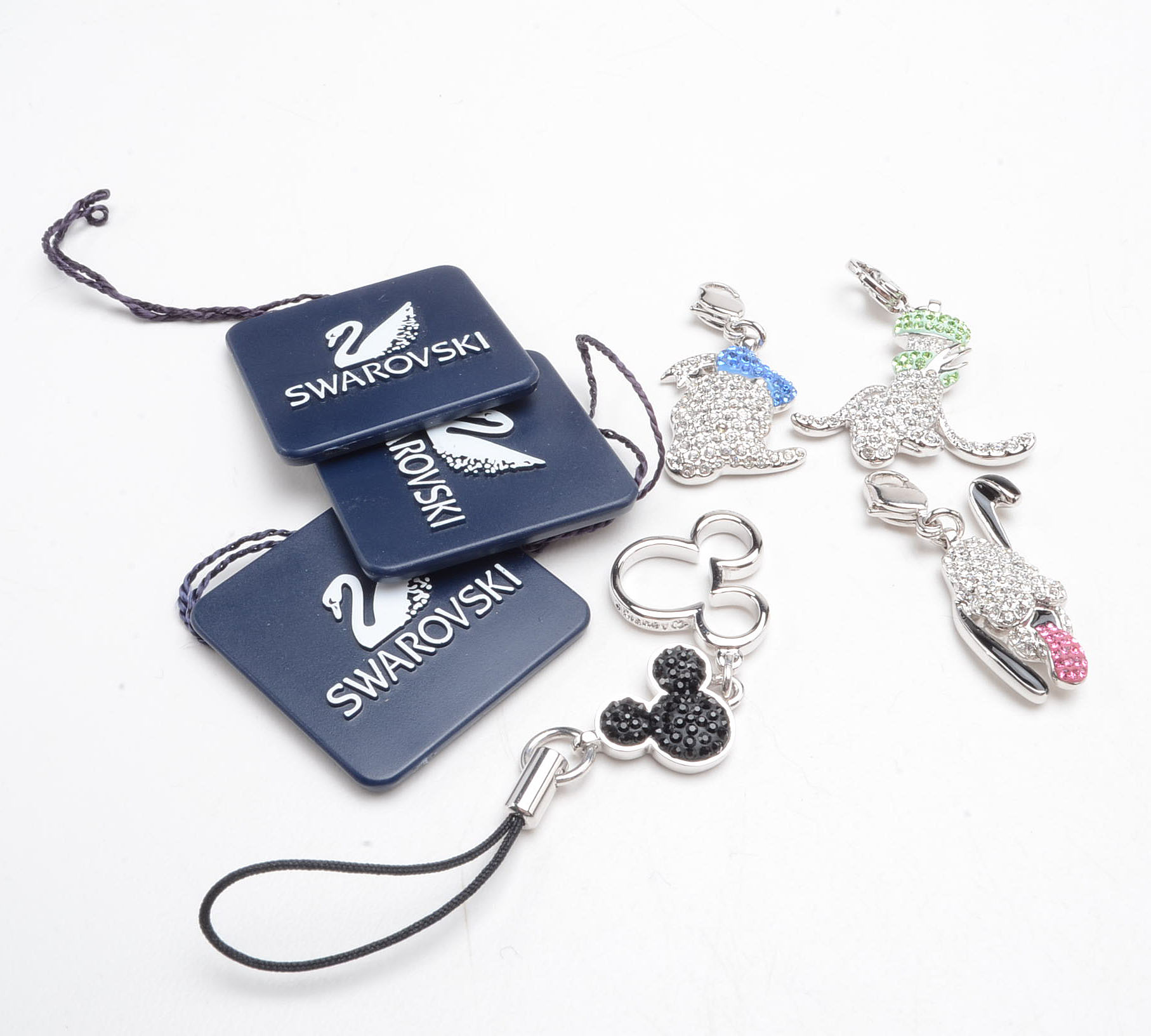 Group of Silver Tone Swarovski Disney Charms