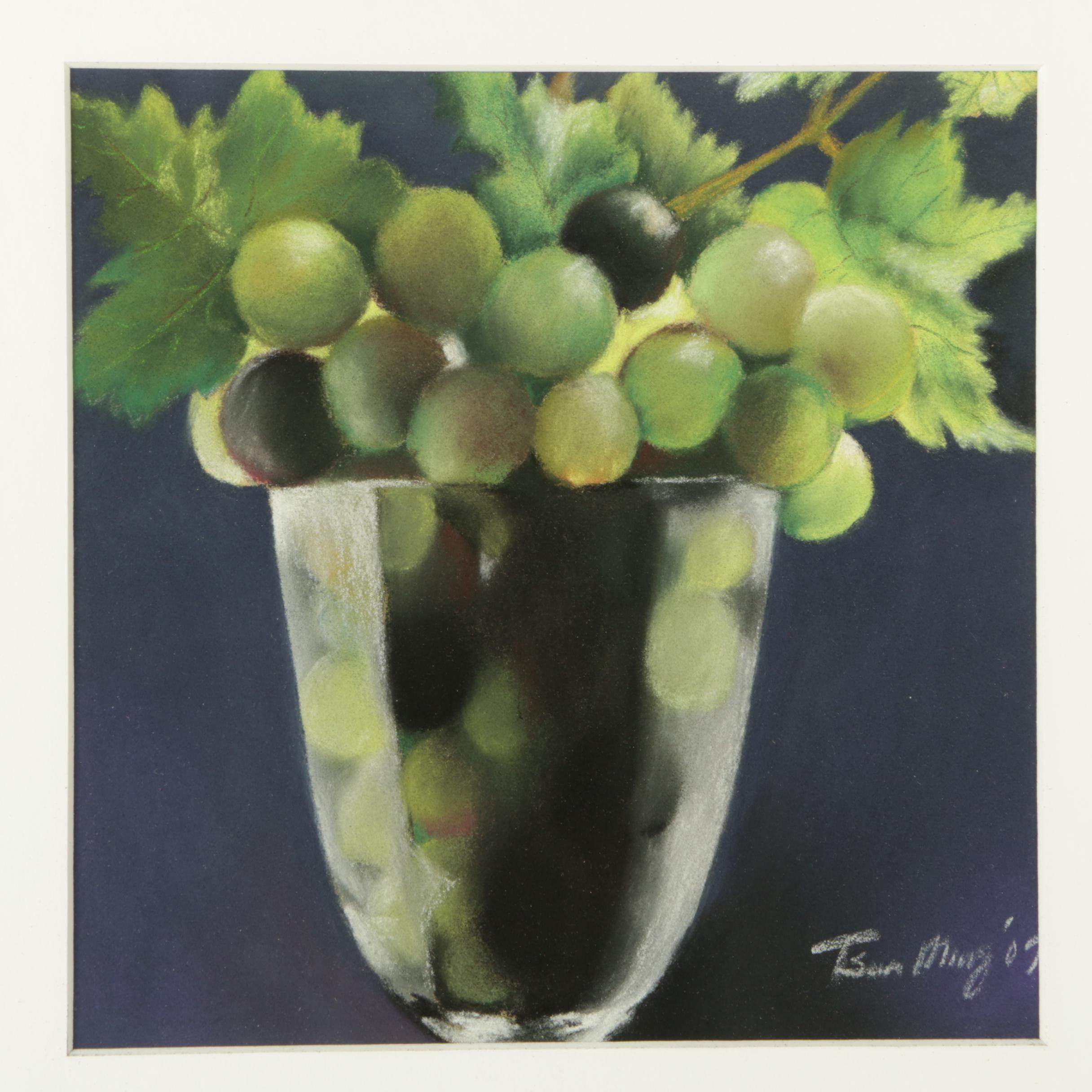Tsun Ming Chmielinski Chalk Pastel Drawing on Paper "Grapes"