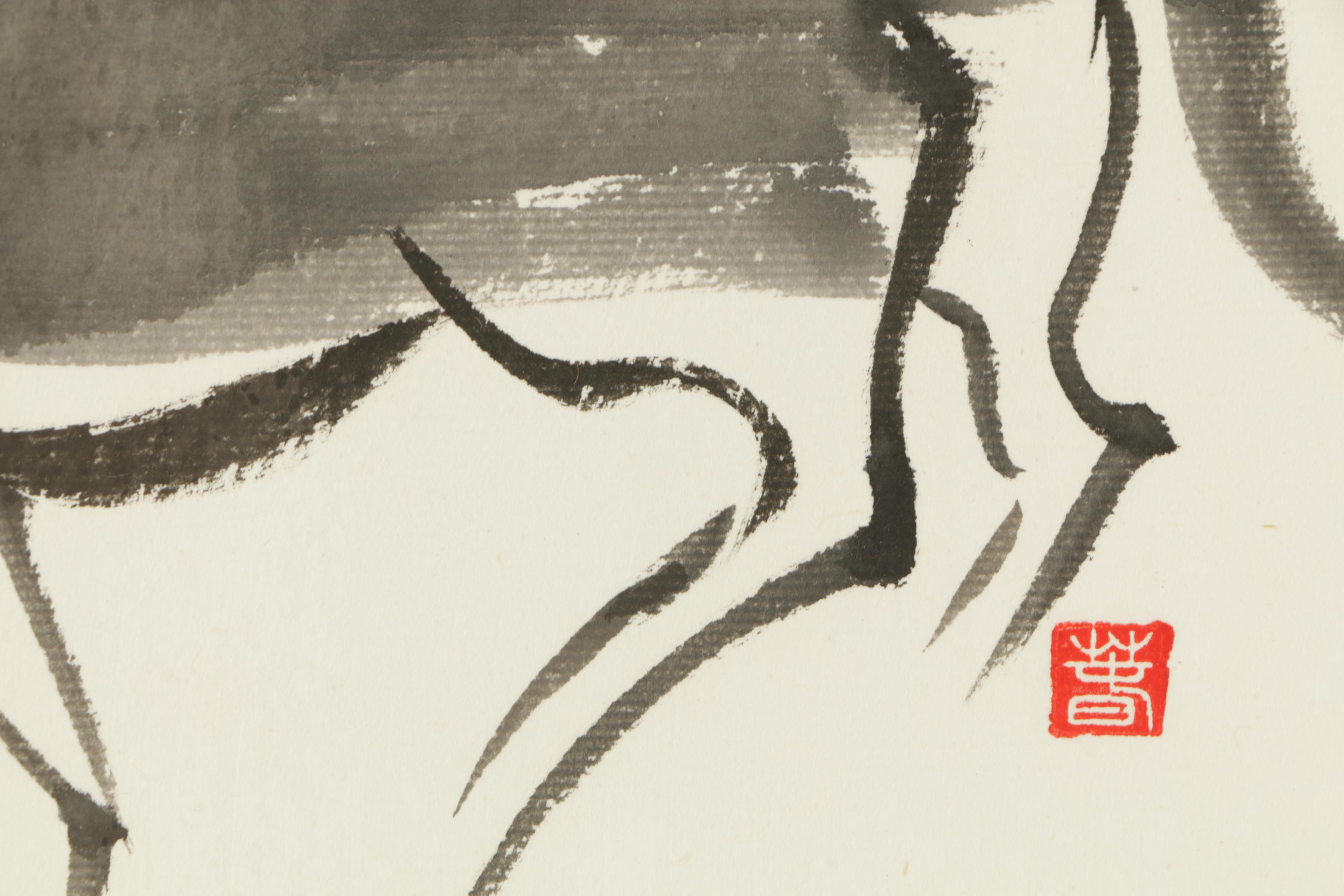 Tsun Ming Chmielinksi Sumi-e Ink Painting of Horse