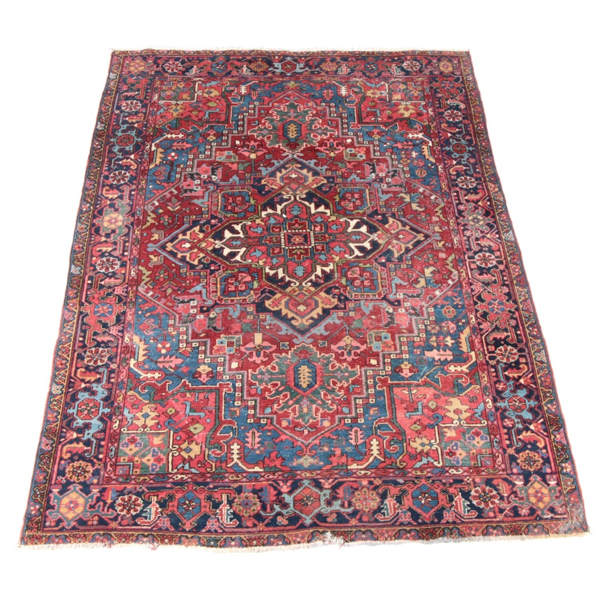 Hand-Knotted Persian Heriz Area Rug