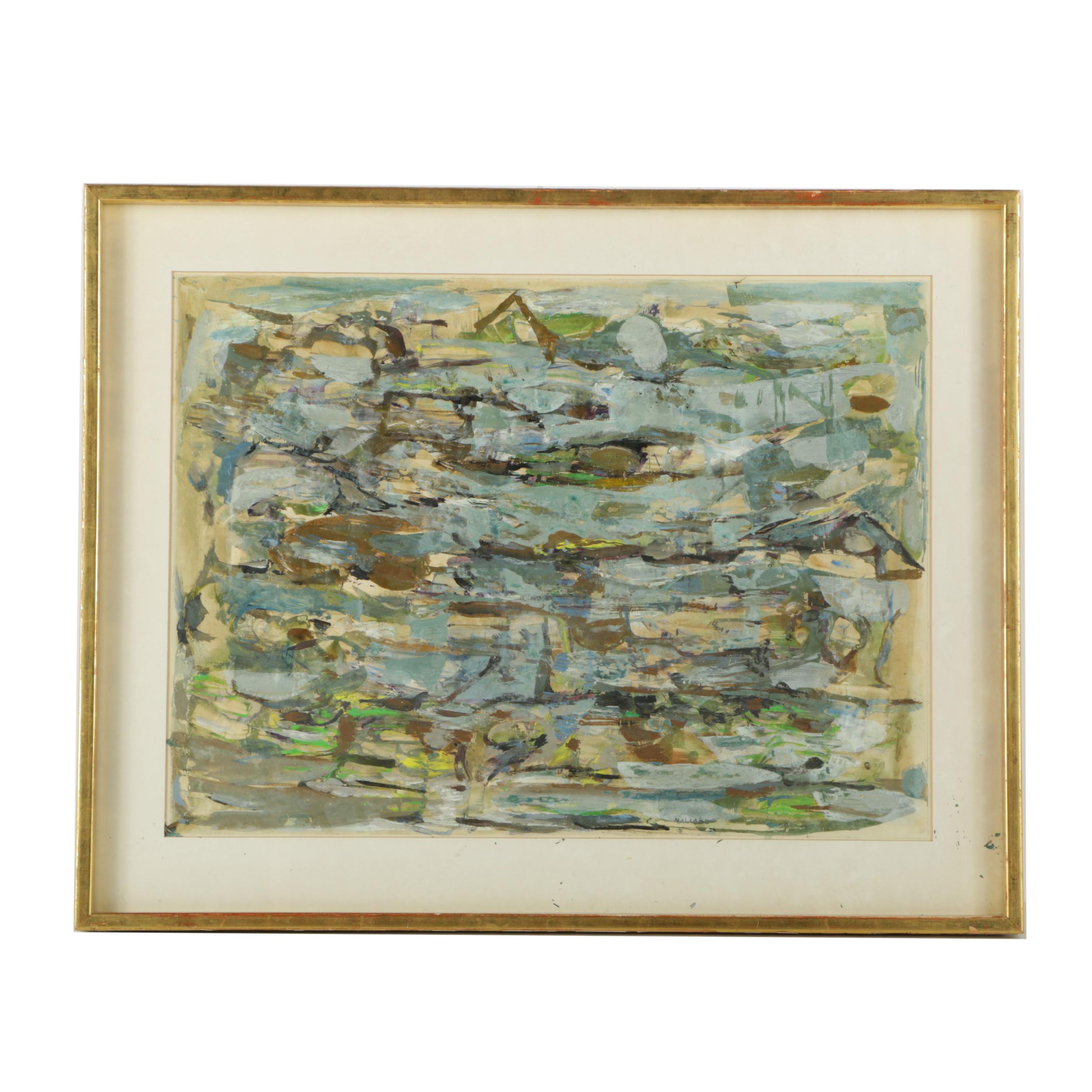 Gouache Painting on Paper of Abstract Composition