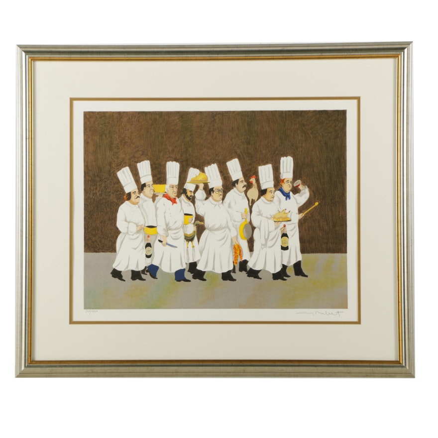 Guy Buffet Limited Edition Lithograph on Paper of Chefs