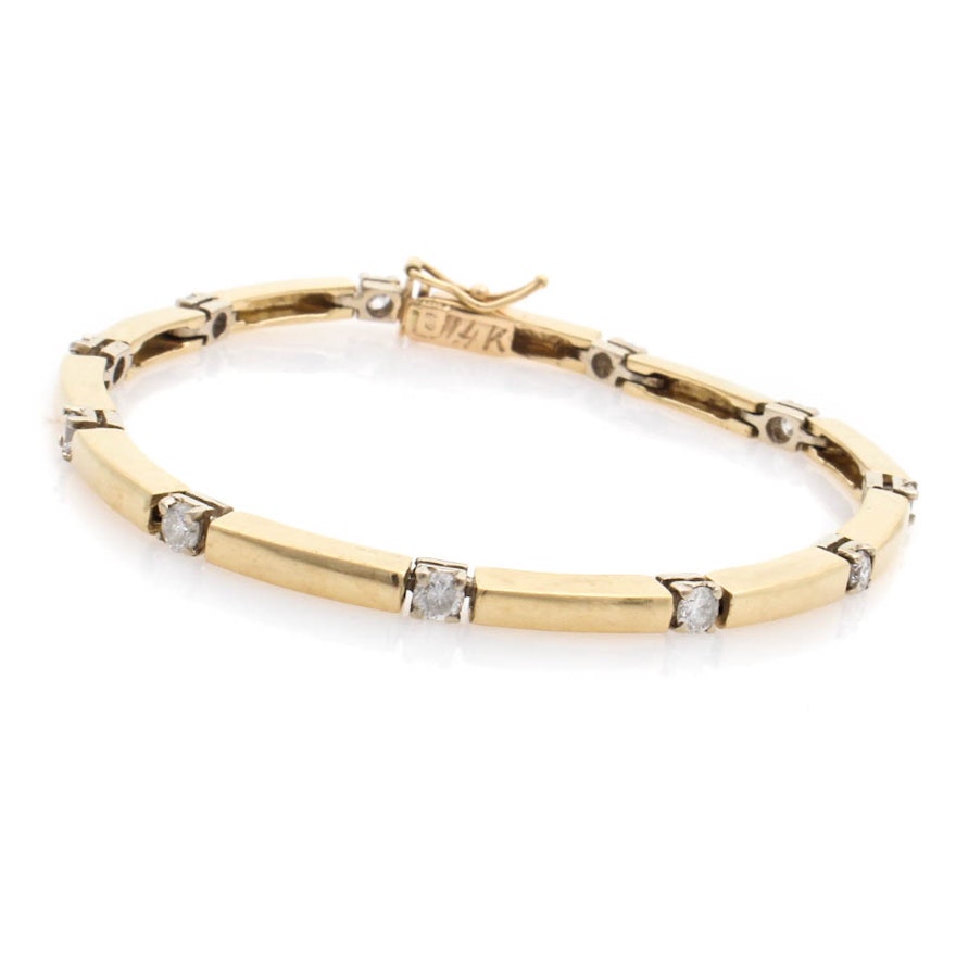 14K Yellow Gold 1.00 CTW Diamond Bracelet