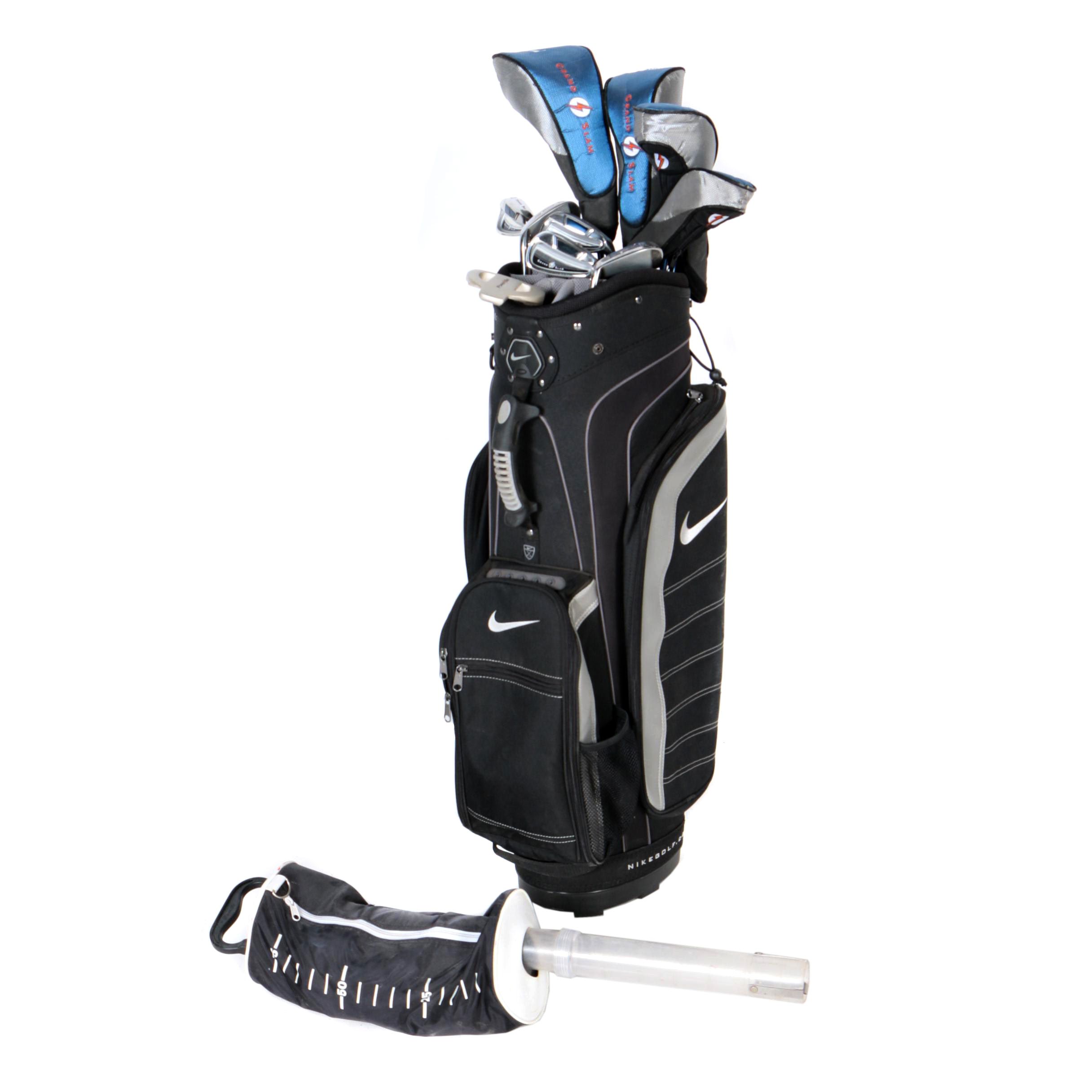 Nike Golf Bag with Clubs & Wilson Shag Bag