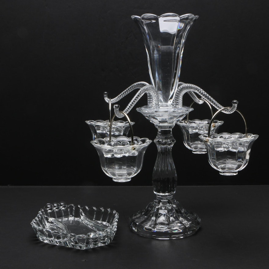 Vintage Glass Epergne Centerpiece and Ash Receiver