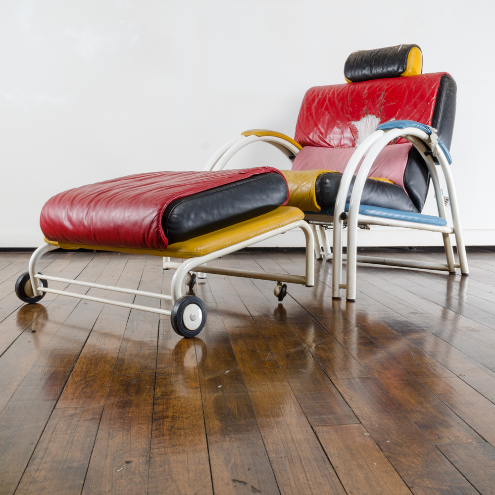 Memphis Group Style Post-Modern Chair and Ottoman