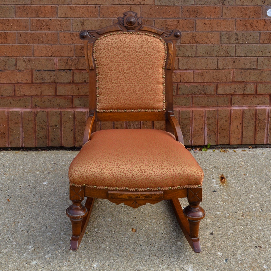 Antique Victorian Walnut Rocking Chair